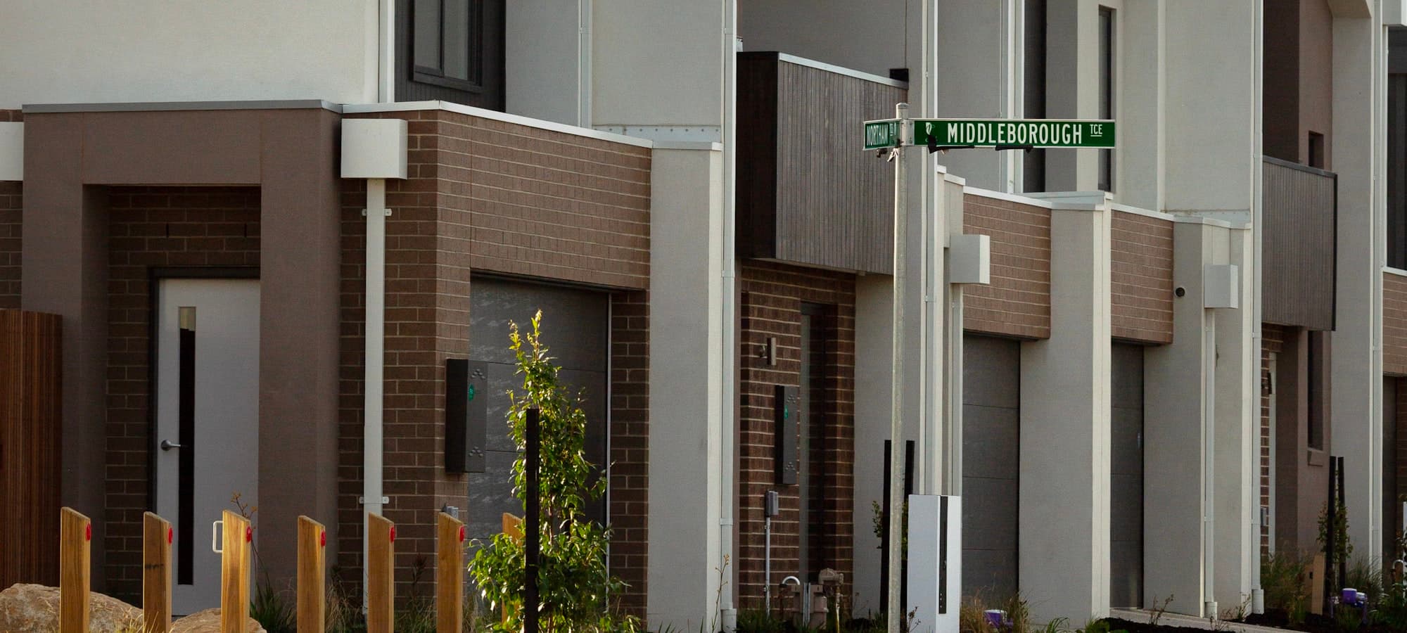 Townhouses on a residential street in a Melbourne suburb